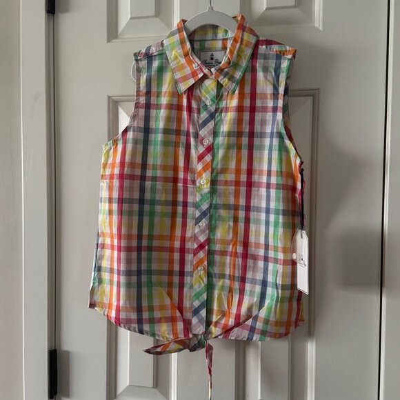 Classic Prep Other - New Classic Prep Girls Skylar Top Gingham Sunshine Front tie Button Down Size 12